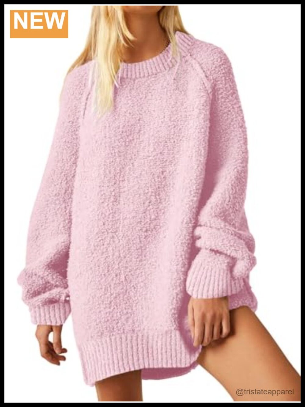 Oversized Fuzzy Pullover Sweater Batwing Long Sleeve Tunic
